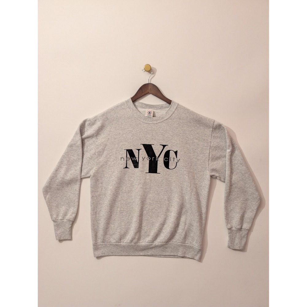Delta NYC Sweatshirt Mens L Gray Excellent Vintage Graphic Pullover Streetwear